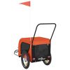 Pet Bike Trailer Orange and Black Oxford Fabric and Iron