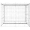 Outdoor Dog Kennel Galvanized Steel with Roof 52.1 ft