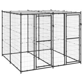 Outdoor Dog Kennel Steel with Roof 52.1 ft