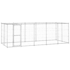 Outdoor Dog Kennel Galvanized Steel with Roof 130.2 ft