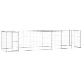 Outdoor Dog Kennel Galvanized Steel with Roof 182.3 ft