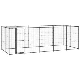 Outdoor Dog Kennel Steel with Roof 130.2 ft