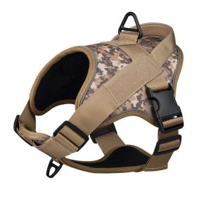 Dog Harness; large dog training tactical chest strap; K9 pet chest strap; vest type reflective dog rope; explosion-proof impulse traction (Specification (L * W): XL, Colour: Green camouflage)