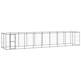 Outdoor Dog Kennel Steel 234.4 ft² (Color: Black)