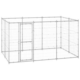 Outdoor Dog Kennel Galvanized Steel 78.1 ft² (Color: Silver)