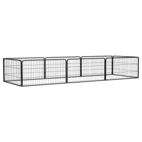 8-Panel Dog Playpen Black 39.4"x19.7" Powder-coated Steel (Color: Black)