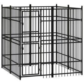 Outdoor Dog Kennel Steel 39.7 ft² (Color: Black)