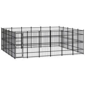 Outdoor Dog Kennel Steel 297.6 ft² (Color: Black)