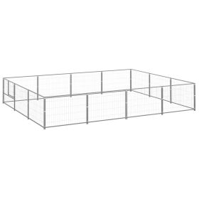 Dog Kennel Silver 129.2 ft² Steel (Color: Silver)