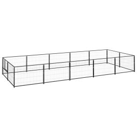 Dog Kennel Black 107.6 ft² Steel (Color: Black)