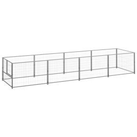 Dog Kennel Silver 43.1 ft² Steel (Color: Silver)