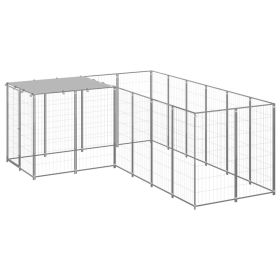 Dog Kennel Silver 52.1 ft² Steel (Color: Silver)