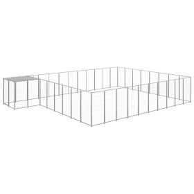 Dog Kennel Silver 273.5 ft² Steel (Color: Silver)