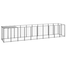 Dog Kennel Black 65.1 ft² Steel (Color: Black)