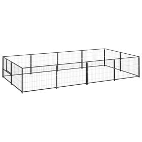 Dog Kennel Black 86.1 ft² Steel (Color: Black)