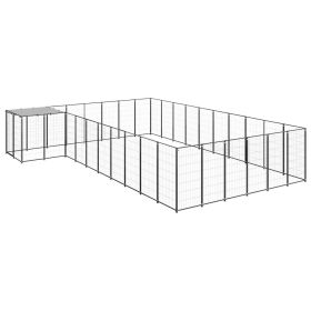 Dog Kennel Black 208.4 ft² Steel (Color: Black)