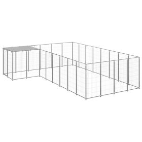 Dog Kennel Silver 117.2 ft² Steel (Color: Silver)