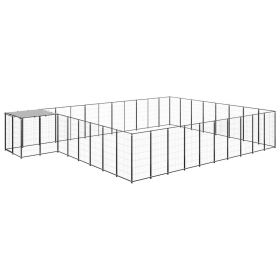 Dog Kennel Black 273.5 ft² Steel (Color: Black)