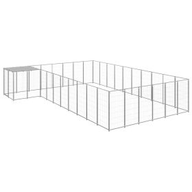 Dog Kennel Silver 208.4 ft² Steel (Color: Silver)