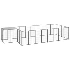 Dog Kennel Black 117.2 ft² Steel (Color: Black)