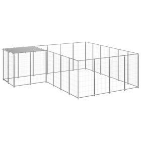 Dog Kennel Silver 91.2 ft² Steel (Color: Silver)