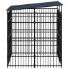 Outdoor Dog Kennel with Roof Steel 39.7 ft²