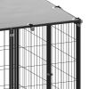 Dog Kennel Black 52.1 ft² Steel