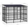 Outdoor Dog Kennel with Roof Steel 59.5 ft²