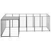 Dog Kennel Black 52.1 ft² Steel