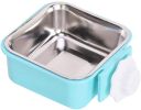 Stainless Steel Pet Crate Bowl Removable Cage Hanging Bowls with Bolt Holder for Pets