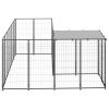 Dog Kennel Black 52.1 ft² Steel